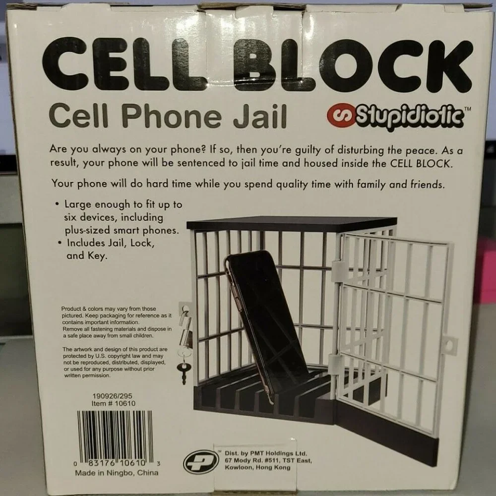 Cell Block Phone Jail & Lock Gag Gift Parent Kid Punishment Hold 4 Phones